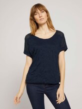 T-Shirt mit Spitze in Knitteroptik - Frauen - Sky Captain Blue T-Shirt mit Spitze in Knitteroptik - Frauen - Sky Captain Blue - 1 - TOM TAILOR