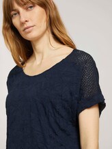 T-Shirt mit Spitze in Knitteroptik - Frauen - Sky Captain Blue T-Shirt mit Spitze in Knitteroptik - Frauen - Sky Captain Blue - 9 - TOM TAILOR