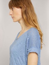 T-Shirt mit Spitze in Knitteroptik - Frauen - stonington blue T-Shirt mit Spitze in Knitteroptik - Frauen - stonington blue - 9 - TOM TAILOR