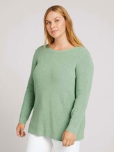 Curvy - gebreide trui van biologisch katoen - Vrouwen - light mint green melange Curvy - gebreide trui van biologisch katoen - Vrouwen - light mint green melange - 1 - My True Me