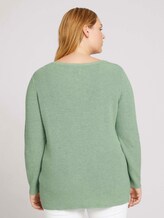 Curvy - gebreide trui van biologisch katoen - Vrouwen - light mint green melange Curvy - gebreide trui van biologisch katoen - Vrouwen - light mint green melange - 2 - My True Me