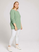 Curvy - gebreide trui van biologisch katoen - Vrouwen - light mint green melange Curvy - gebreide trui van biologisch katoen - Vrouwen - light mint green melange - 3 - My True Me