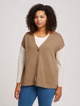 Plus - Zweifarbiger Cardigan - Frauen - soft caramel Plus - Zweifarbiger Cardigan - Frauen - soft caramel - 1 - My True Me