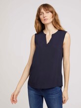 Ärmellose Bluse mit LENZING™ ECOVERO™ - Frauen - Sky Captain Blue Ärmellose Bluse mit LENZING™ ECOVERO™ - Frauen - Sky Captain Blue - 1 - TOM TAILOR