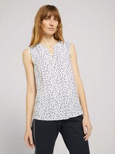 Ärmellose Bluse mit LENZING™ ECOVERO™ - Frauen - offwhite feather design Ärmellose Bluse mit LENZING™ ECOVERO™ - Frauen - offwhite feather design - 1 - TOM TAILOR