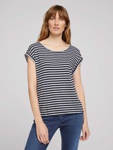 Elastisches T-Shirt mit Print - Frauen - navy stripe Elastisches T-Shirt mit Print - Frauen - navy stripe - 1 - TOM TAILOR