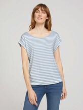 Elastisches T-Shirt mit Print - Frauen - blue offwhite stripe Elastisches T-Shirt mit Print - Frauen - blue offwhite stripe - 1 - TOM TAILOR