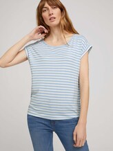 Elastisches T-Shirt mit Print - Frauen - blue offwhite stripe Elastisches T-Shirt mit Print - Frauen - blue offwhite stripe - 5 - TOM TAILOR