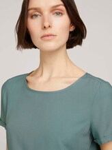 Kurzarmbluse mit Reißverschluss - Frauen - Mineral Stone Blue Kurzarmbluse mit Reißverschluss - Frauen - Mineral Stone Blue - 9 - TOM TAILOR Denim