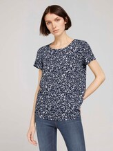 Kurzarmbluse mit Reißverschluss - Frauen - blue flower print Kurzarmbluse mit Reißverschluss - Frauen - blue flower print - 1 - TOM TAILOR Denim
