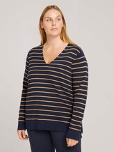 Gestreepte trui van biologisch katoen - Vrouwen - navy beige stripe Gestreepte trui van biologisch katoen - Vrouwen - navy beige stripe - 1 - My True Me