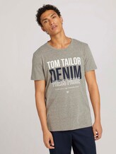 t-shirt with a print - Men - silver olive melange t-shirt with a print - Men - silver olive melange - 1 - TOM TAILOR Denim
