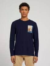 shirt met lange mouwen met print van biologisch katoen - Mannen - Sky Captain Blue shirt met lange mouwen met print van biologisch katoen - Mannen - Sky Captain Blue - 1 - TOM TAILOR Denim