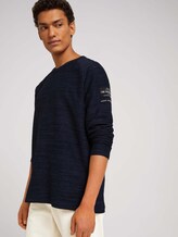 textured long-sleeved shirt - Men - Sky Captain Blue Non-Solid textured long-sleeved shirt - Men - Sky Captain Blue Non-Solid - 5 - TOM TAILOR Denim