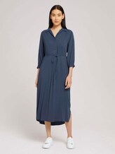 Midi Blusenkleid mit Lyocell - Frauen - Dark Denim Blue Midi Blusenkleid mit Lyocell - Frauen - Dark Denim Blue - 1 - TOM TAILOR