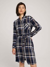Kariertes Midi Blusenkleid - Frauen - navy blue beige check Kariertes Midi Blusenkleid - Frauen - navy blue beige check - 1 - TOM TAILOR