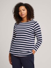 Gestreept shirt met lange mouwen van biologisch katoen - Vrouwen - navy white rose stripe Gestreept shirt met lange mouwen van biologisch katoen - Vrouwen - navy white rose stripe - 1 - My True Me