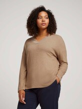 Curvy - Weiches Langarmshirt mit V-Ausschnitt - Frauen - soft camel melange Curvy - Weiches Langarmshirt mit V-Ausschnitt - Frauen - soft camel melange - 5 - My True Me
