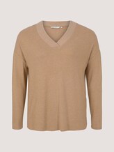 Curvy - Weiches Langarmshirt mit V-Ausschnitt - Frauen - soft camel melange Curvy - Weiches Langarmshirt mit V-Ausschnitt - Frauen - soft camel melange - 7 - My True Me