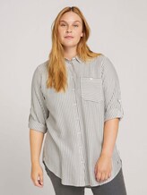 Curvy - long striped shirt blouse - Women - anthra white stripe Curvy - long striped shirt blouse - Women - anthra white stripe - 1 - My True Me