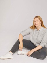 Curvy - long striped shirt blouse - Women - anthra white stripe Curvy - long striped shirt blouse - Women - anthra white stripe - 3 - My True Me