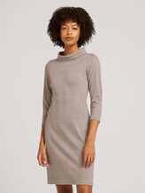 Gemustertes Kleid mit Rollkragen - Frauen - offwhite beige glencheck ck Gemustertes Kleid mit Rollkragen - Frauen - offwhite beige glencheck ck - 1 - TOM TAILOR