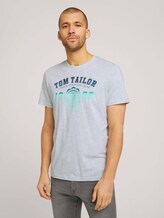 T-Shirt mit Logo-Print - Männer - Blanc De Blanc White Melange T-Shirt mit Logo-Print - Männer - Blanc De Blanc White Melange - 1 - TOM TAILOR