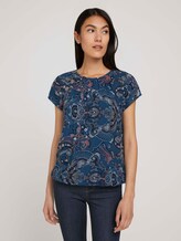 Gedessineerde blouse met korte mouwen en LENZING ™ ECOVERO ™ - Vrouwen - blue apricot paisley design Gedessineerde blouse met korte mouwen en LENZING ™ ECOVERO ™ - Vrouwen - blue apricot paisley design - 1 - TOM TAILOR
