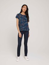 Gedessineerde blouse met korte mouwen en LENZING ™ ECOVERO ™ - Vrouwen - blue apricot paisley design Gedessineerde blouse met korte mouwen en LENZING ™ ECOVERO ™ - Vrouwen - blue apricot paisley design - 3 - TOM TAILOR