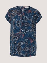 Gedessineerde blouse met korte mouwen en LENZING ™ ECOVERO ™ - Vrouwen - blue apricot paisley design Gedessineerde blouse met korte mouwen en LENZING ™ ECOVERO ™ - Vrouwen - blue apricot paisley design - 7 - TOM TAILOR