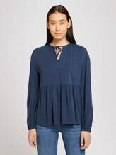 Tuniekblouse met lyocell - Vrouwen - Dark Denim Blue Tuniekblouse met lyocell - Vrouwen - Dark Denim Blue - 1 - TOM TAILOR