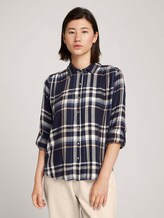 Geruite overhemdblouse - Vrouwen - navy blue beige check Geruite overhemdblouse - Vrouwen - navy blue beige check - 1 - TOM TAILOR