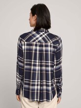 Geruite overhemdblouse - Vrouwen - navy blue beige check Geruite overhemdblouse - Vrouwen - navy blue beige check - 2 - TOM TAILOR