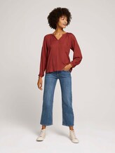 Geraffte Bluse mit LENZING™ ECOVERO™ - Frauen - dark maroon red Geraffte Bluse mit LENZING™ ECOVERO™ - Frauen - dark maroon red - 3 - TOM TAILOR