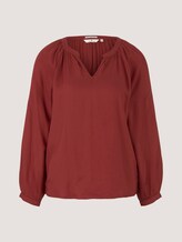 Geraffte Bluse mit LENZING™ ECOVERO™ - Frauen - dark maroon red Geraffte Bluse mit LENZING™ ECOVERO™ - Frauen - dark maroon red - 7 - TOM TAILOR