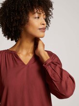 Geraffte Bluse mit LENZING™ ECOVERO™ - Frauen - dark maroon red Geraffte Bluse mit LENZING™ ECOVERO™ - Frauen - dark maroon red - 9 - TOM TAILOR