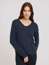 V-Ausschnitt Pullover - Frauen - dark denim blue melange V-Ausschnitt Pullover - Frauen - dark denim blue melange - 1 - TOM TAILOR
