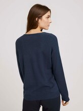 V-Ausschnitt Pullover - Frauen - dark denim blue melange V-Ausschnitt Pullover - Frauen - dark denim blue melange - 2 - TOM TAILOR