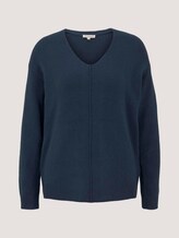 V-Ausschnitt Pullover - Frauen - dark denim blue melange V-Ausschnitt Pullover - Frauen - dark denim blue melange - 7 - TOM TAILOR