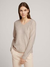 V-Ausschnitt Pullover - Frauen - smooth light sand melange V-Ausschnitt Pullover - Frauen - smooth light sand melange - 1 - TOM TAILOR