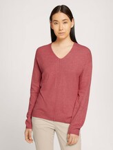 Trui met V-hals - Vrouwen - cozy pink melange Trui met V-hals - Vrouwen - cozy pink melange - 1 - TOM TAILOR