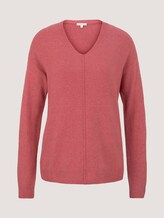 Trui met V-hals - Vrouwen - cozy pink melange Trui met V-hals - Vrouwen - cozy pink melange - 7 - TOM TAILOR