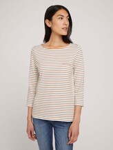 Gestreiftes 3/4 Arm Shirt - Frauen - offwhite clay stripe Gestreiftes 3/4 Arm Shirt - Frauen - offwhite clay stripe - 1 - TOM TAILOR
