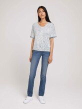 Patterned t-shirt with organic cotton - Women - white blue line design Patterned t-shirt with organic cotton - Women - white blue line design - 3 - TOM TAILOR