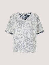 Patterned t-shirt with organic cotton - Women - white blue line design Patterned t-shirt with organic cotton - Women - white blue line design - 7 - TOM TAILOR