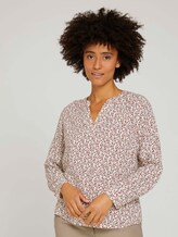Gemusterte Henleybluse mit LENZING™ ECOVERO™ - Frauen - beige maroon blue minimal Gemusterte Henleybluse mit LENZING™ ECOVERO™ - Frauen - beige maroon blue minimal - 1 - TOM TAILOR