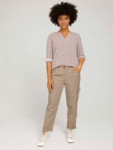 Gemusterte Henleybluse mit LENZING™ ECOVERO™ - Frauen - beige maroon blue minimal Gemusterte Henleybluse mit LENZING™ ECOVERO™ - Frauen - beige maroon blue minimal - 3 - TOM TAILOR