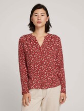 Gemusterte Henleybluse mit LENZING™ ECOVERO™ - Frauen - maroon red pink minimal Gemusterte Henleybluse mit LENZING™ ECOVERO™ - Frauen - maroon red pink minimal - 1 - TOM TAILOR