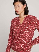 Gemusterte Henleybluse mit LENZING™ ECOVERO™ - Frauen - maroon red pink minimal Gemusterte Henleybluse mit LENZING™ ECOVERO™ - Frauen - maroon red pink minimal - 5 - TOM TAILOR