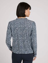 Gedessineerde blouse met ruches - Vrouwen - blue offwhite minimal Gedessineerde blouse met ruches - Vrouwen - blue offwhite minimal - 2 - TOM TAILOR
